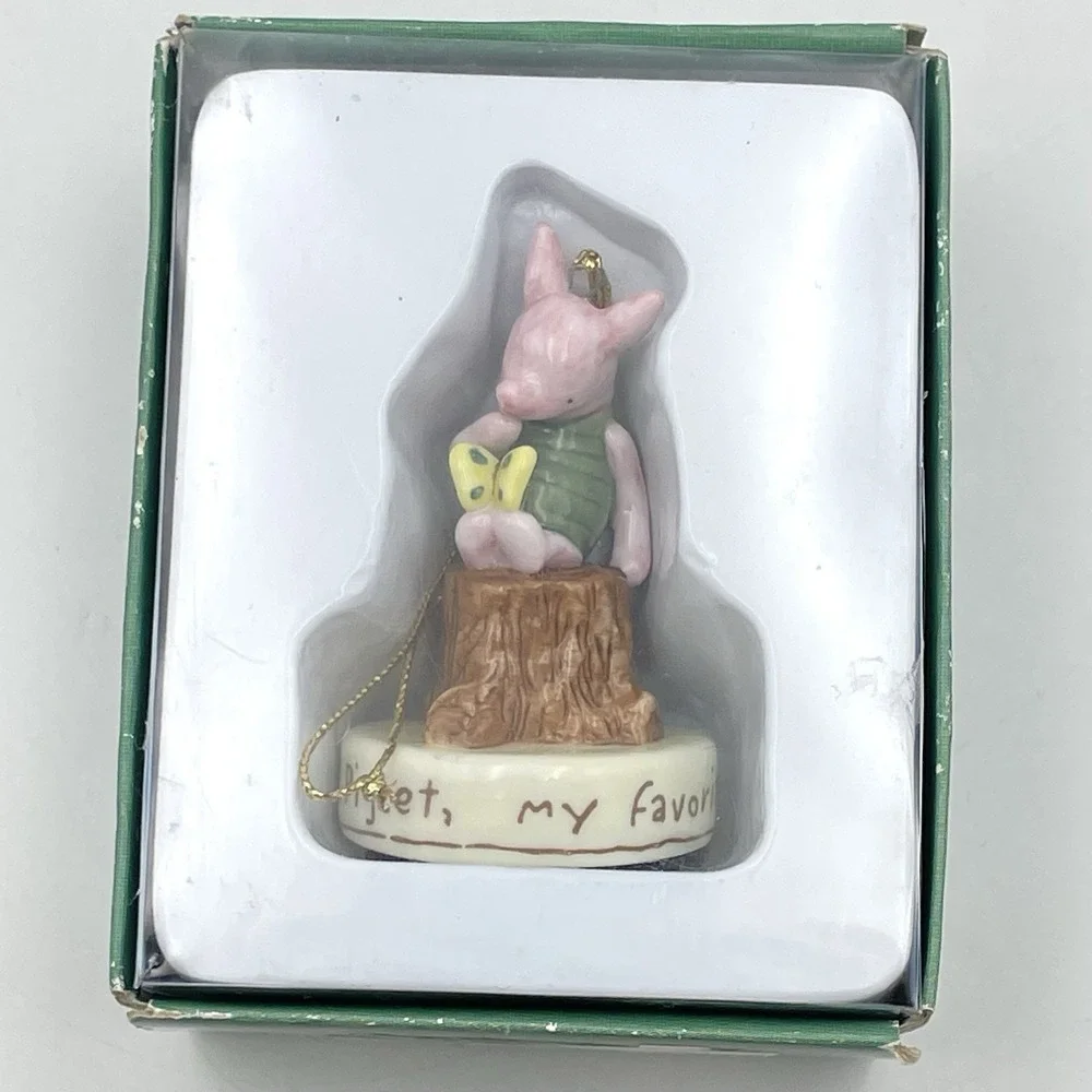 Vintage Disney Classic Pooh Piglet Porcelain Ornament Midwest Cannon Falls 2.5